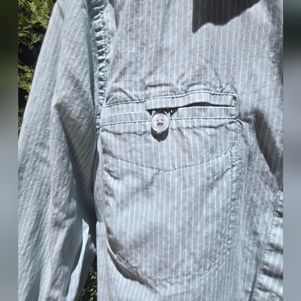 Horny Toad Striped Light Mint Button Down Structured Shirt SzM - Picture 4 of 11